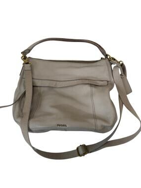 Fossil Grey Pebbled Leather Hobo Handbag Womens Purse Bag Fall Damaged